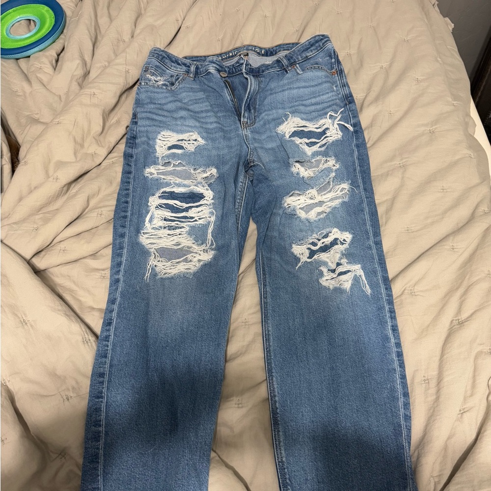 Distressed Blue Jeans